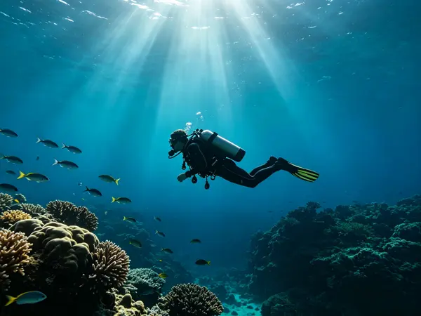 Underwater scooter for scuba diving exploration