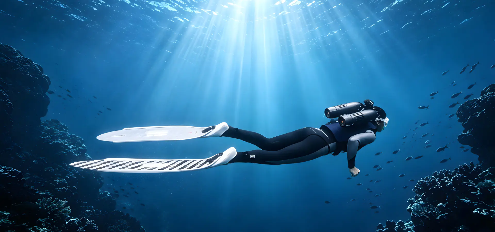 Long endurance underwater scooter for deep sea sightseeing and underwater photography