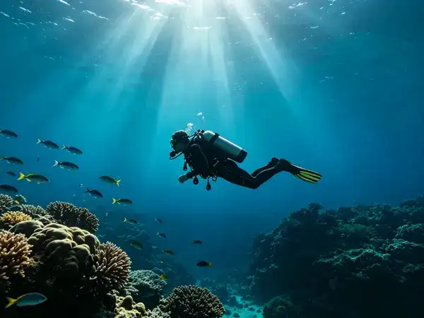 Electric underwater scooter for scuba diving exploration