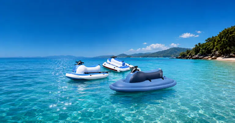 KESZING electric inflatable watercraft on clear coastal water