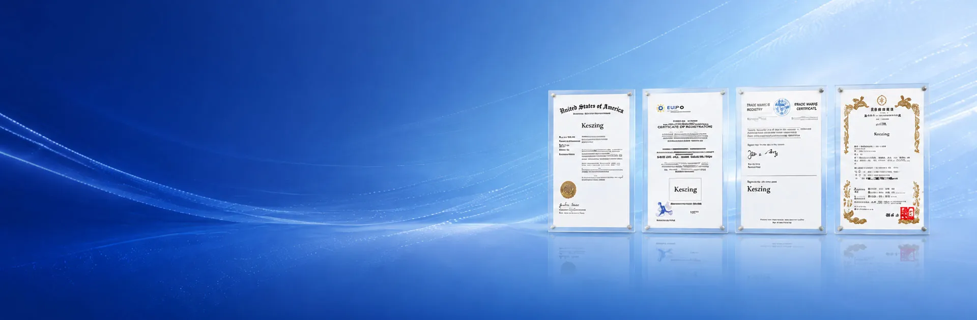 KESZING Global Trademark registration certificates for international brand protection and worldwide market presence